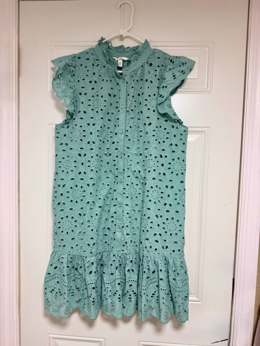 Eyelet Ruffle Dress - Green - Picture 2 of 7